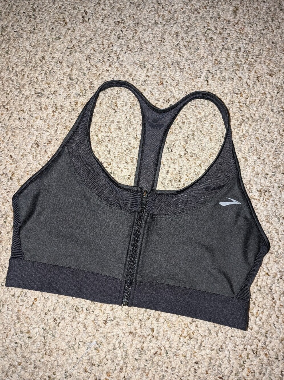 Brooks Black Front-Zip Racerback Sports Bra